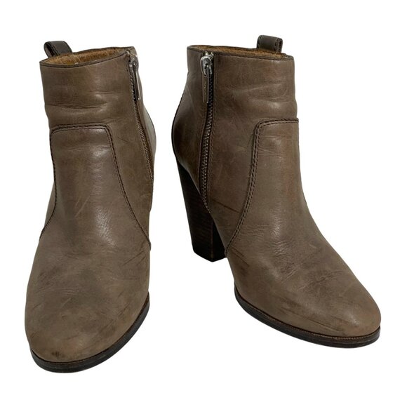 Coach Haven Studded Beige Leather Ankle Boots Heels Zipper Closure Size 7 - Picture 2 of 10